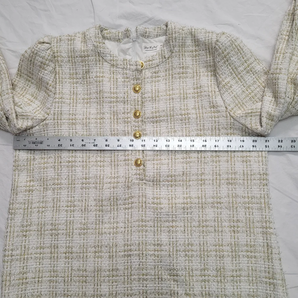 Feeling Like a Queen White Tweed Dress, Size XL - Picture 8 of 9
